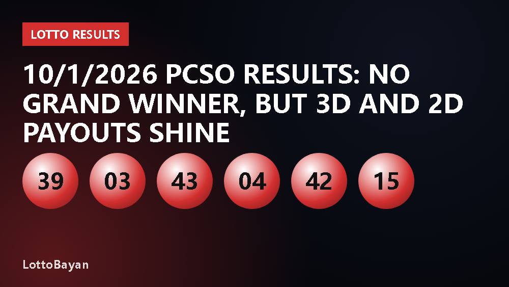10/1/2026 PCSO Results: No Grand Winner, But 3D and 2D Payouts Shine